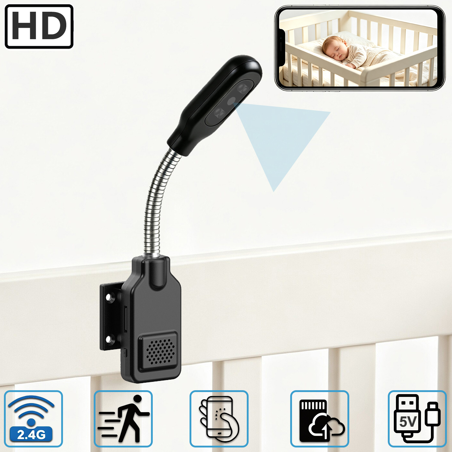 Hd Zero Camera - كاميرا مراقبة مرنة للأطفال والحيوانات الأليفة،