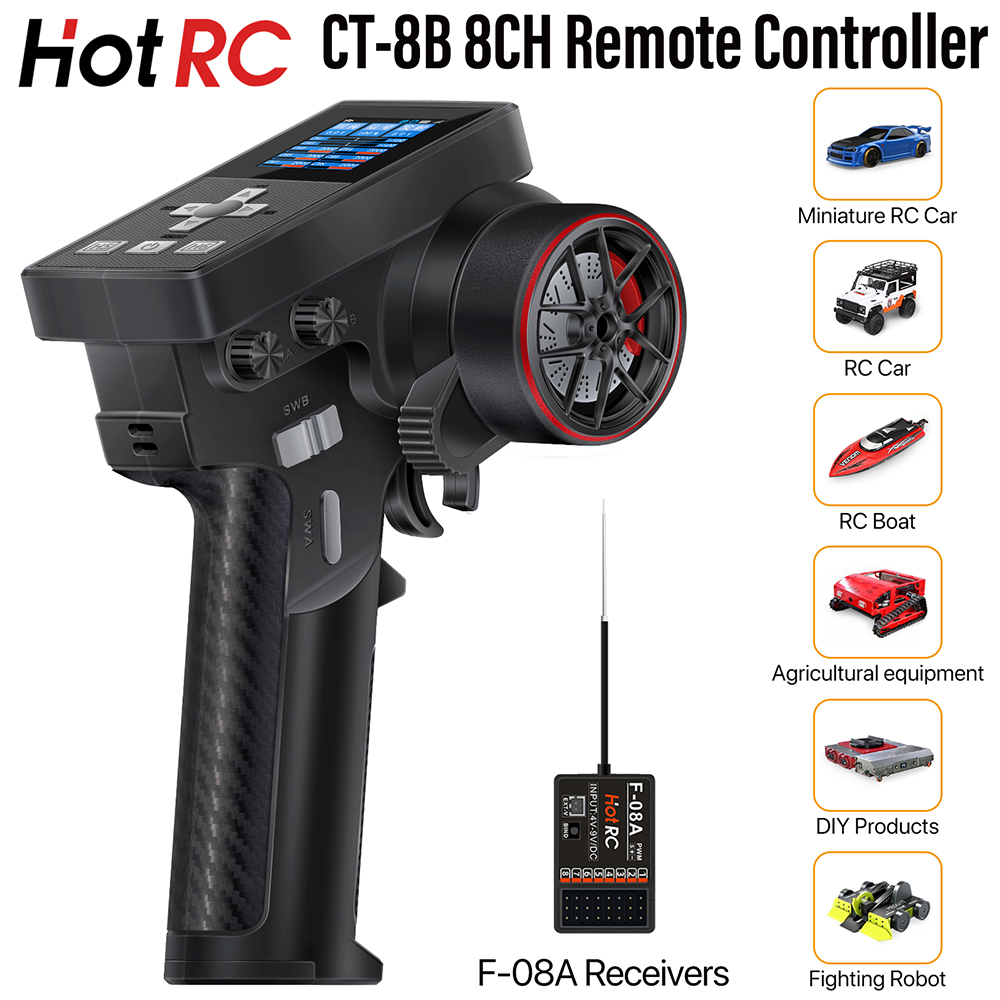 جديد HotRC CT-8B 8CH ناقل موجا - مراجعة Radio Transmitter 2.4Ghz وسعره